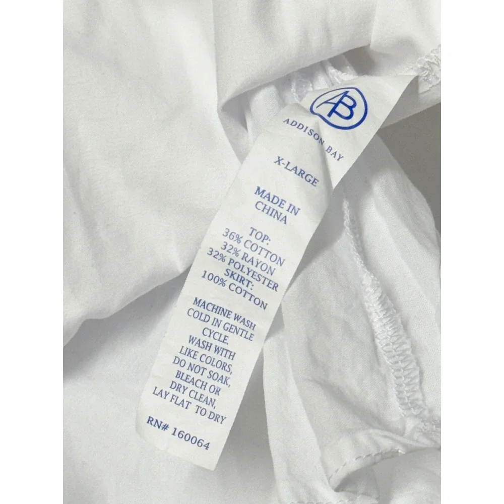 Addison Bay Navy Blue Mixed Media Sweatshirt White Poplin Hem Pullover XL